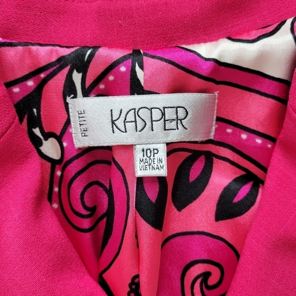 Kasper Blazer Size 10P Button Pockets Notch Collar Stretch Padded Lined Pink - Picture 5 of 10